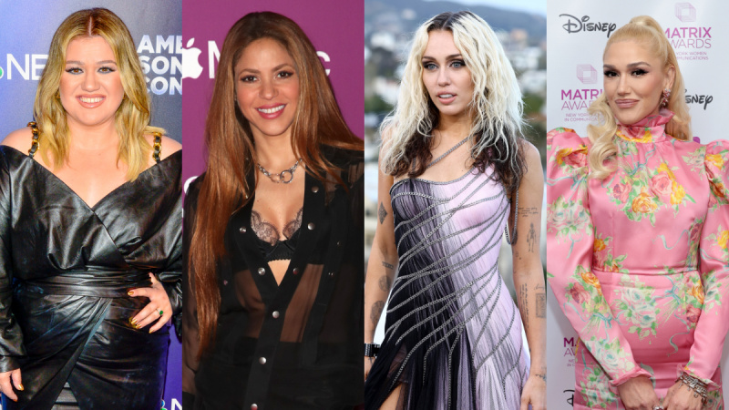   Kelly Clarkson, Shakira, Miley Cyrus und Gwen Stefani.